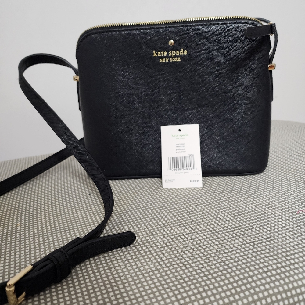 Kate Spade Black Crossbody Bag with Gold Details
